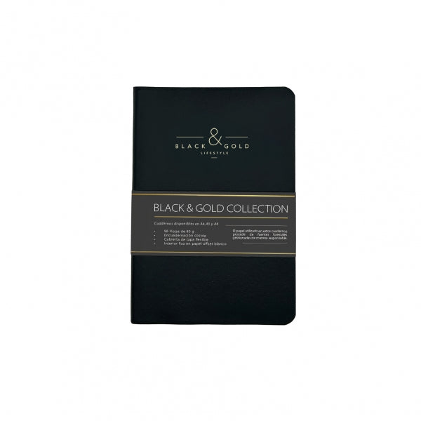 Cuaderno Flex A5 Liso Black & Gold - DOHE