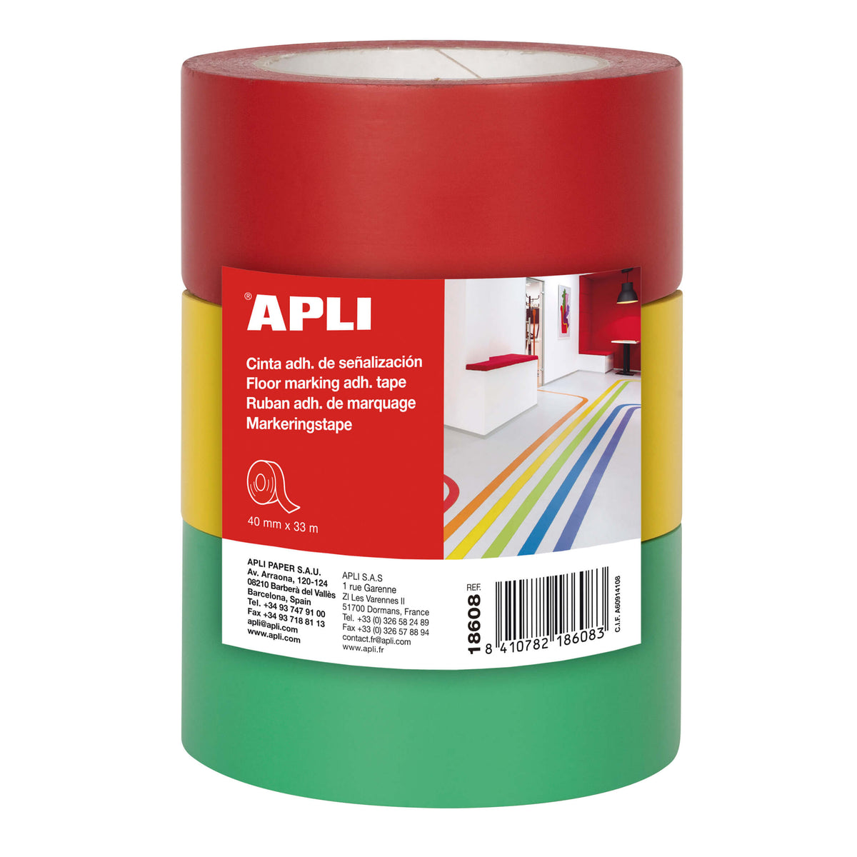CINTA ADHESIVA DE SEÑALIZACION 3UDS - APLI