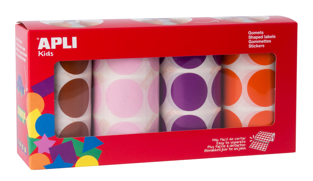 PACK 4 ROLLOS GOMETS REDONDOS 33MM COLOR - APLI