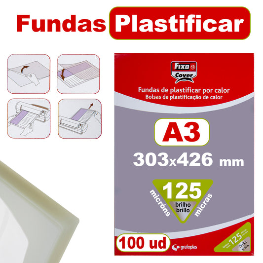 CARTERAS PLASTIFICAR C/100UD A3 125MC - GRAFOPLAS