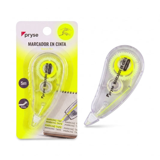 MARCADOR EN CINTA 5MM X 5M AMARILLO - PRYSE