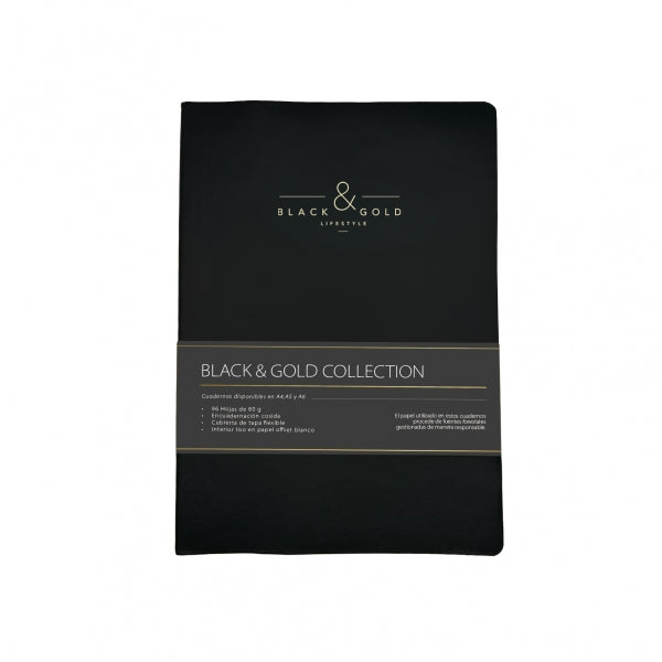 Cuaderno Flex A4 Liso Black & Gold - DOHE