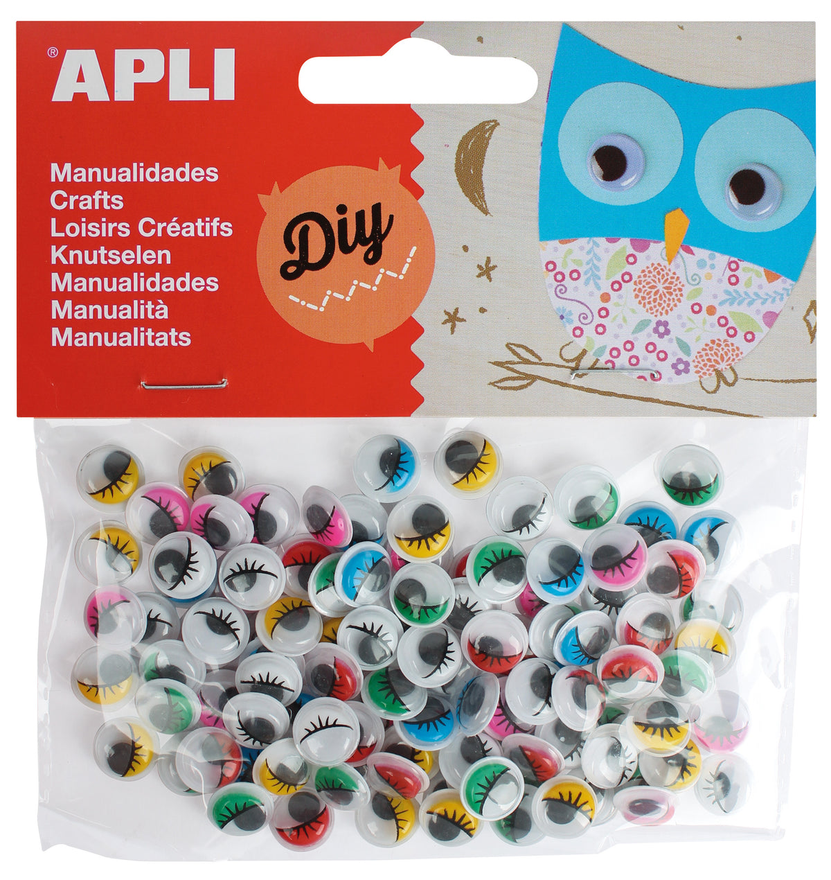 OJOS MOVILES COLORES CON PESTAÑAS 100UDS - APLI