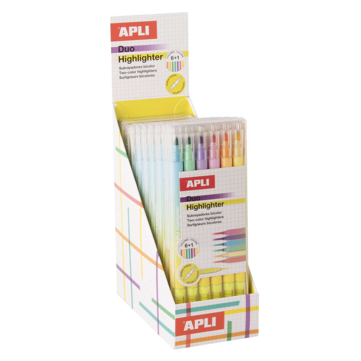 EXPOSITOR 10 PACK 6 MARCADORES DUO FLUOR - APLI