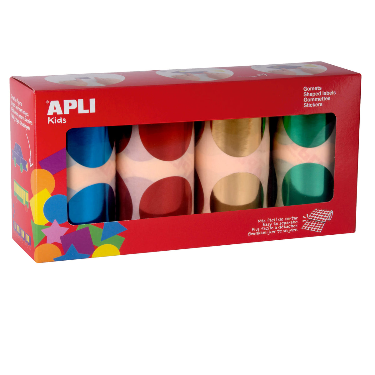 PACK 4 ROLLOS GOMETS REDONDOS 45MM METAL - APLI