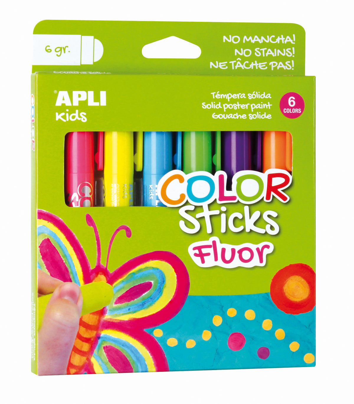 TEMPERA SOLIDA 6 COLORES FLUOR - APLI