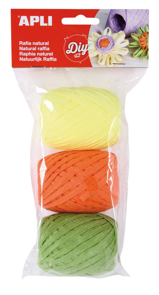 RAFIA NATURAL 3UDS TONOS FLUOR - APLI