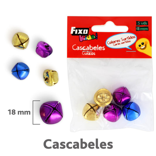 BOLSA 5 CASCABELES SURTIDOS 18MM - GRAFOPLAS