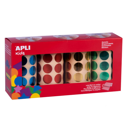 PACK 4 ROLLOS GOMETS REDONDOS 20MM METAL - APLI