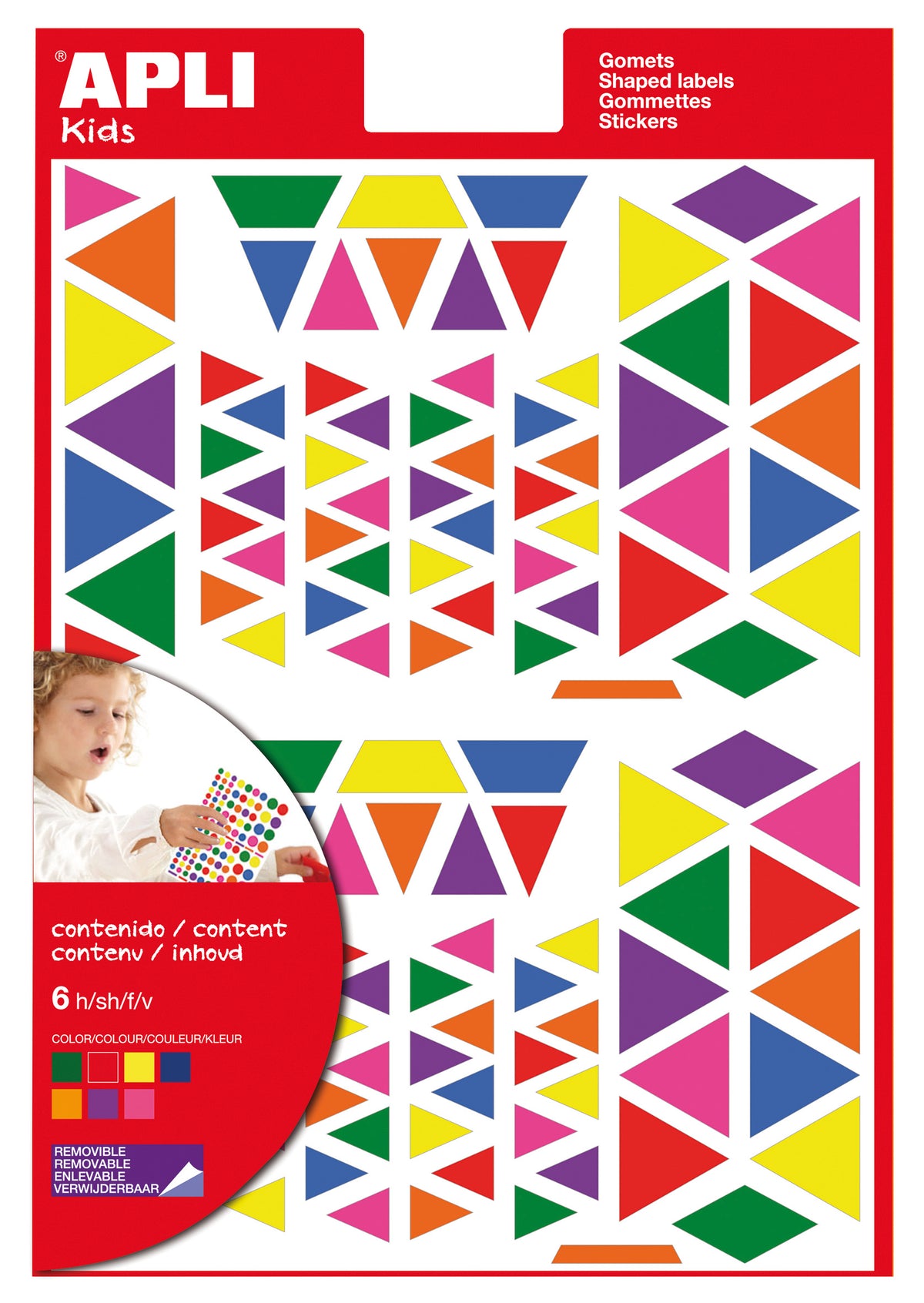 SOBRE GOMETS MULTICOLOR 6H TRIÁNGULOS - APLI
