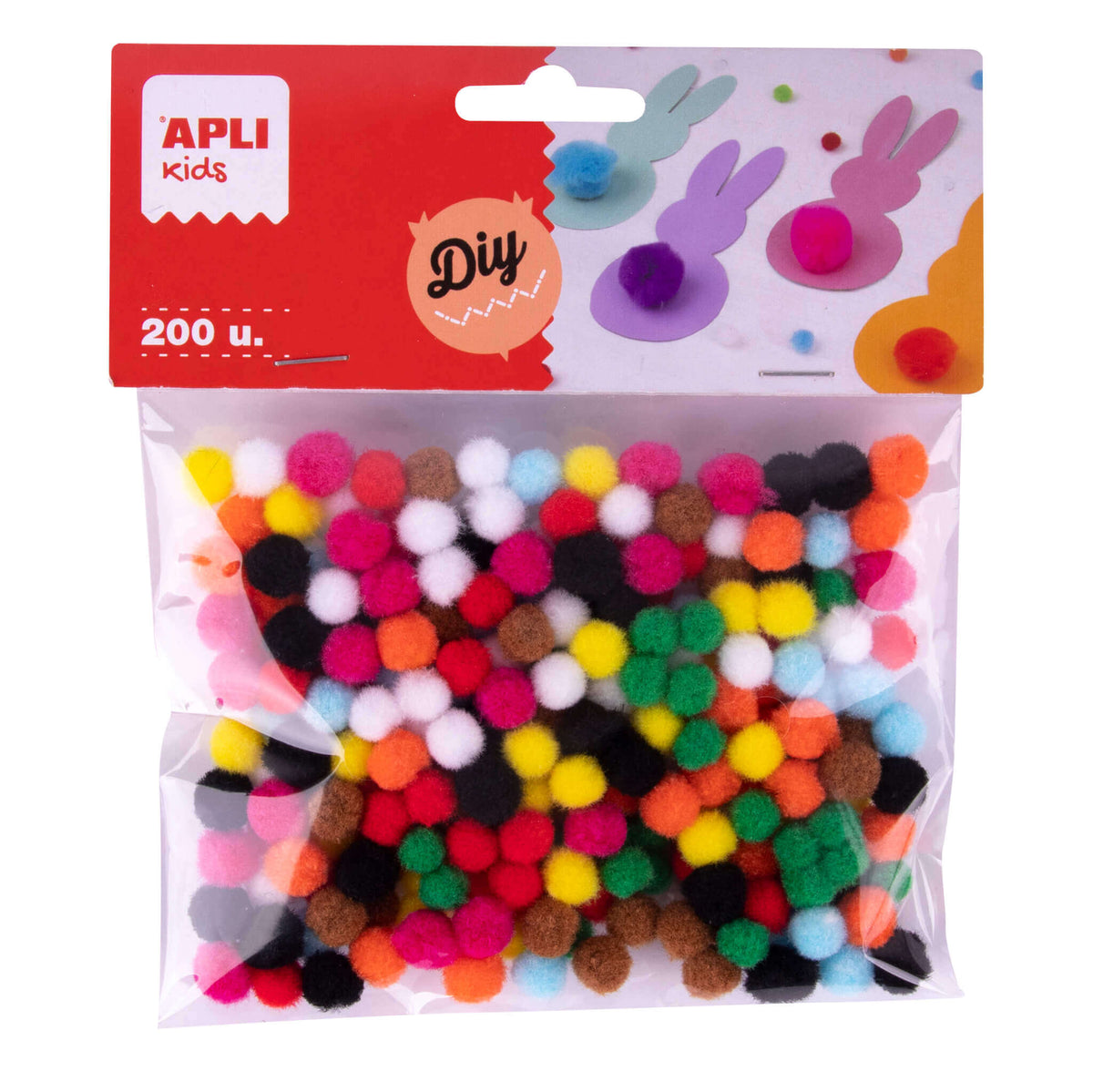 BOLSA 200 POMPONES 8MM SURTIDOS - APLI