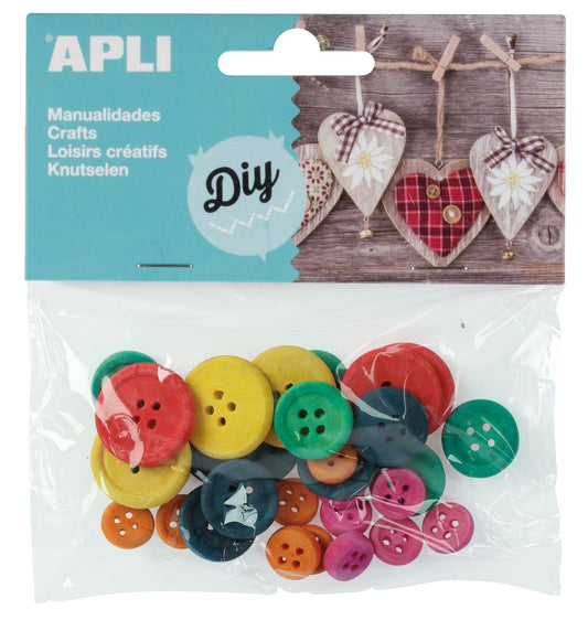 BOTON MADERA COLORES 30UDS - APLI