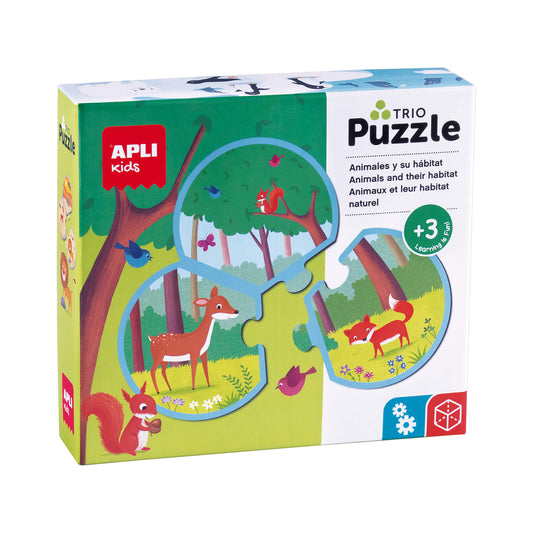 PUZZLE TRIO ANIMALES Y SU HABITAT 24U - APLI