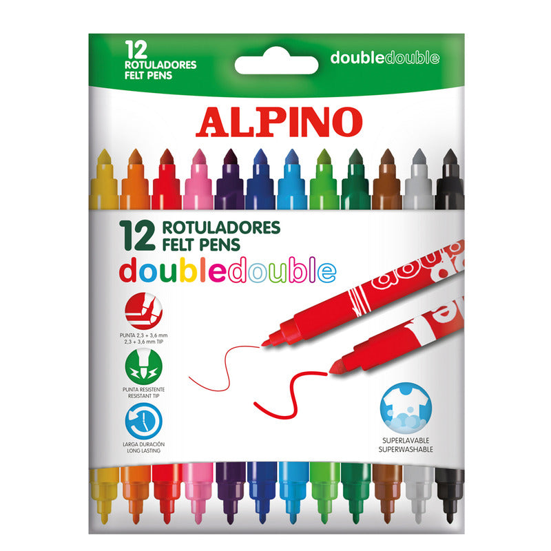ROTULADOR DOUBLE DOUBLE 12 COLORES - ALPINO