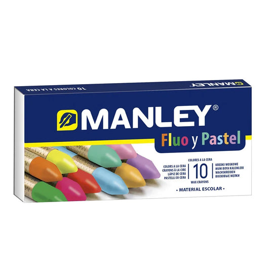 CERAS MANLEY 10 COLORES FLUO + PASTEL