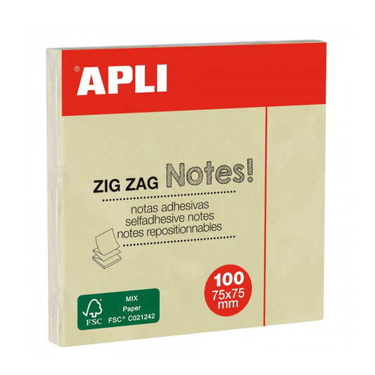 NOTAS ADHESIVAS ZIG-ZAG 75X75 - APLI