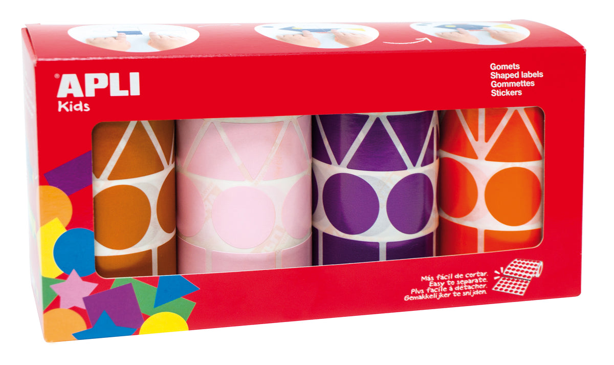 PACK 4 ROLLOS GOMETS XL STDO COLOR/FORMAS - APLI