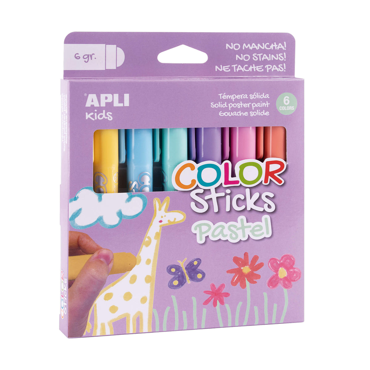 TEMPERA SOLIDA 6 COLORES PASTEL - APLI