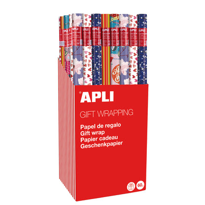 EXP 55 ROLLOS PAPEL REGALO STDOS - APLI