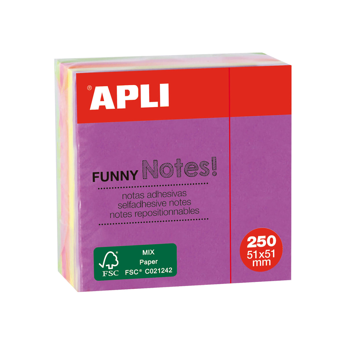 NOTAS ADHESIVAS 51X51 MINICUBO BRILLANTE - APLI