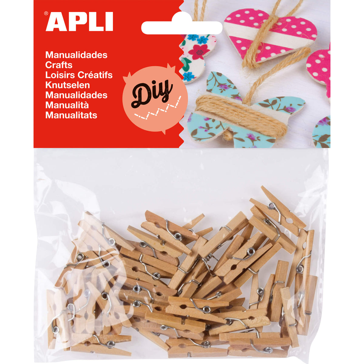 BOLSA MINI PINZAS MADERA 25X3MM 45UD - APLI