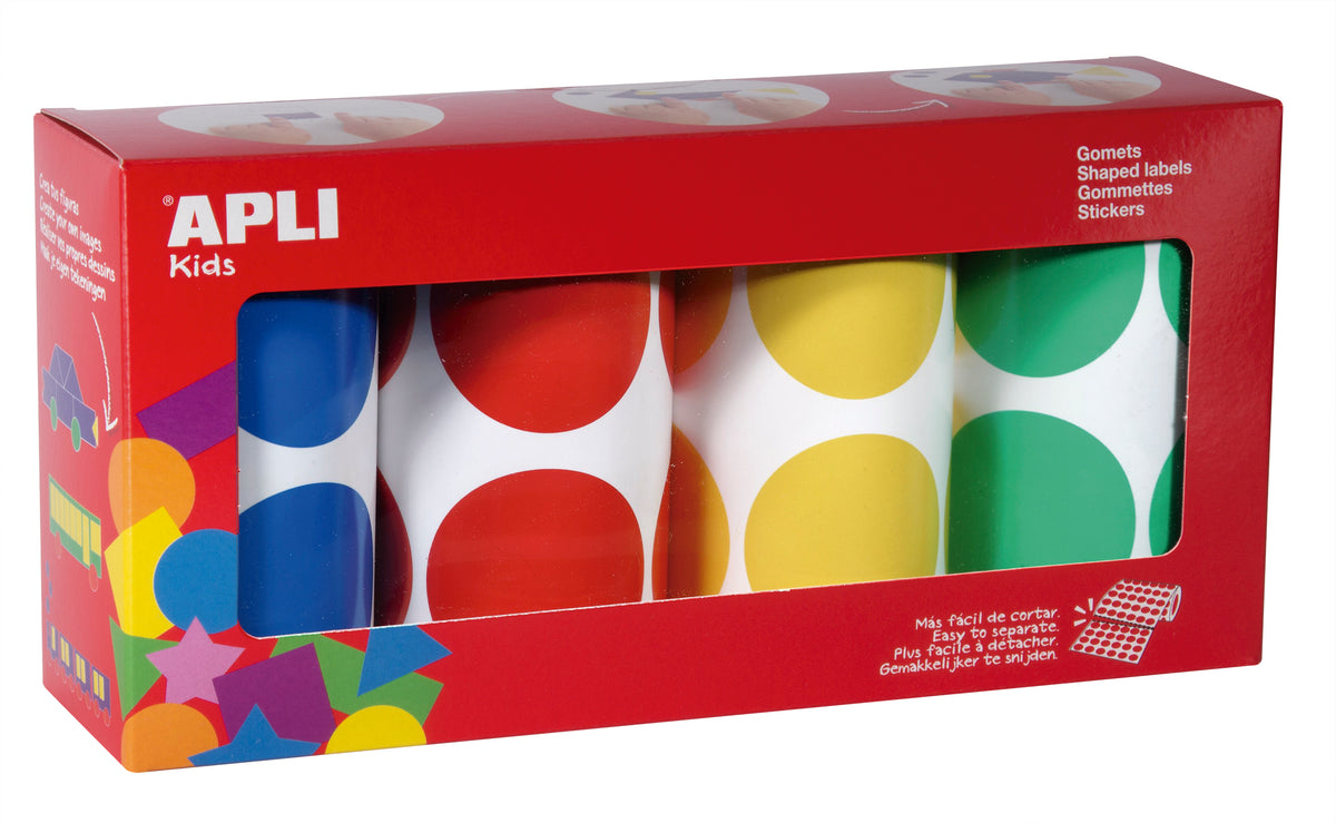 PACK 4 ROLLOS GOMETS REDONDOS 45MM SURTIDOS - APLI
