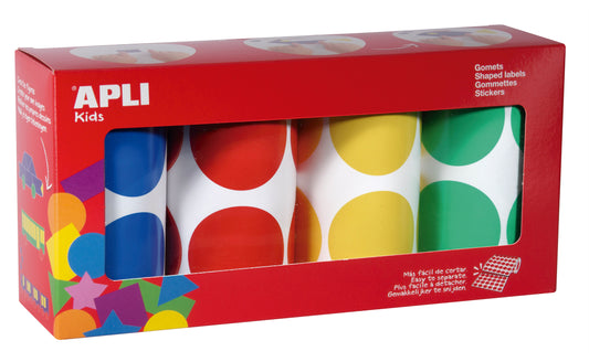 PACK 4 ROLLOS GOMETS REDONDOS 45MM SURTIDOS - APLI