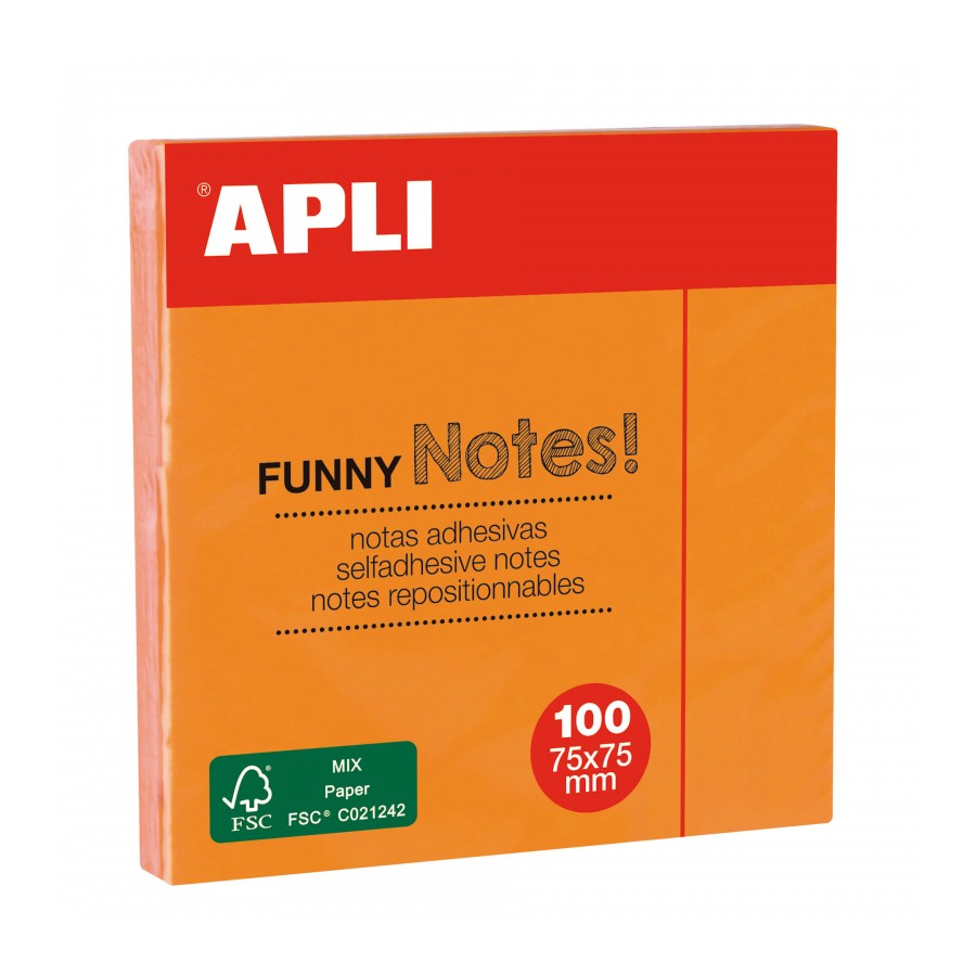NOTAS ADHESIVAS 75X75 NARANJA 12UD - APLI