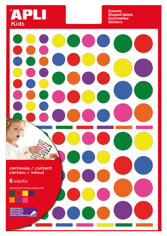 SOBRE GOMETS MULTICOLOR 6H CIRCULOS - APLI