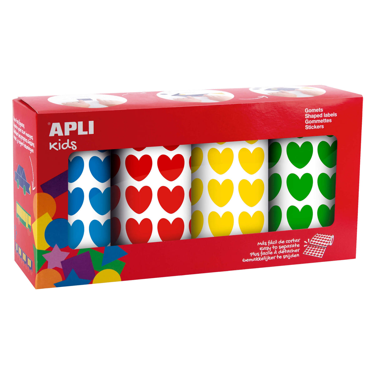 PACK 4 GOMETS ROLLOS CORAZONES STDOS - APLI