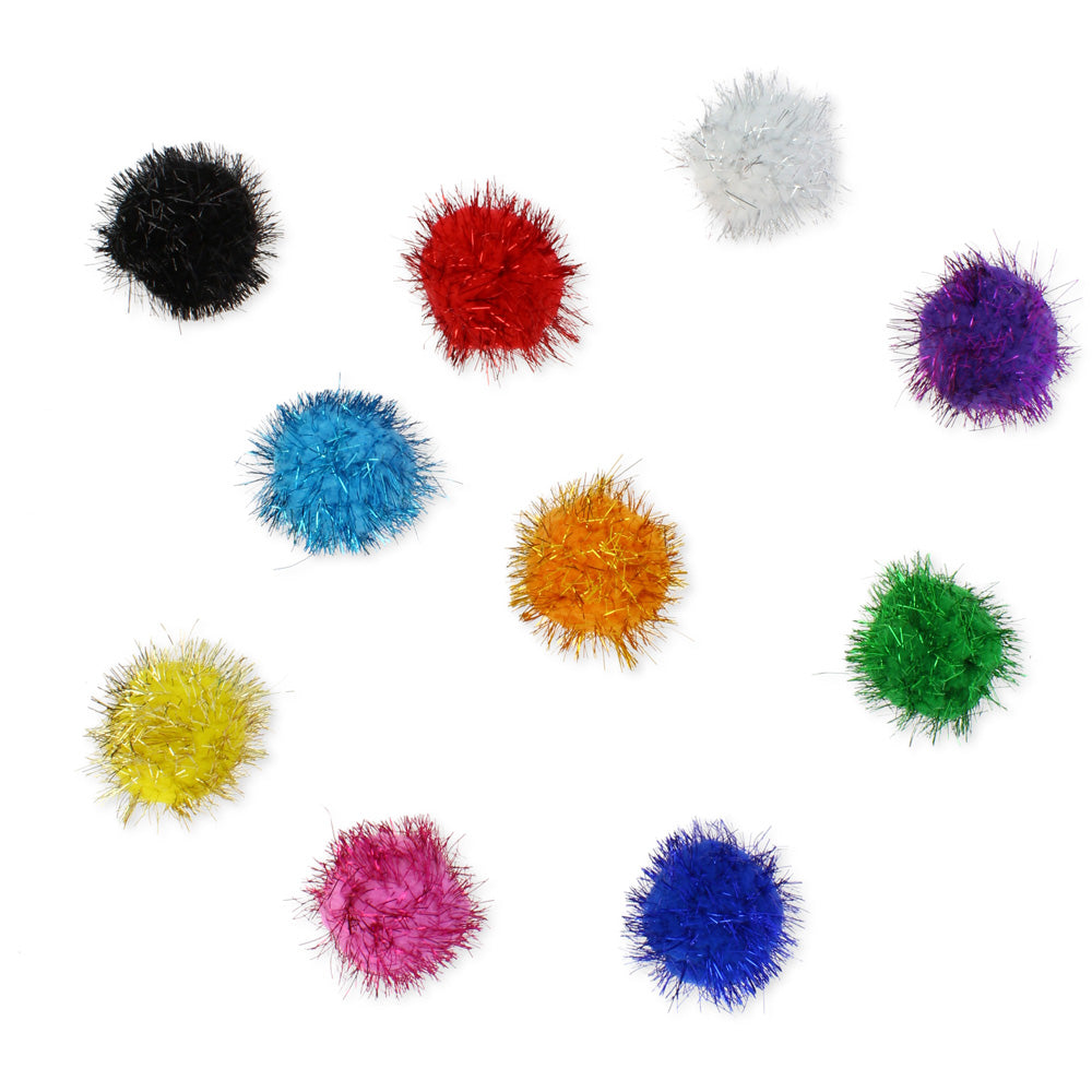 POMPONES SURTIDOS BRILLO 5CM BOLSA DE 52 UD - GRAFOPLAS