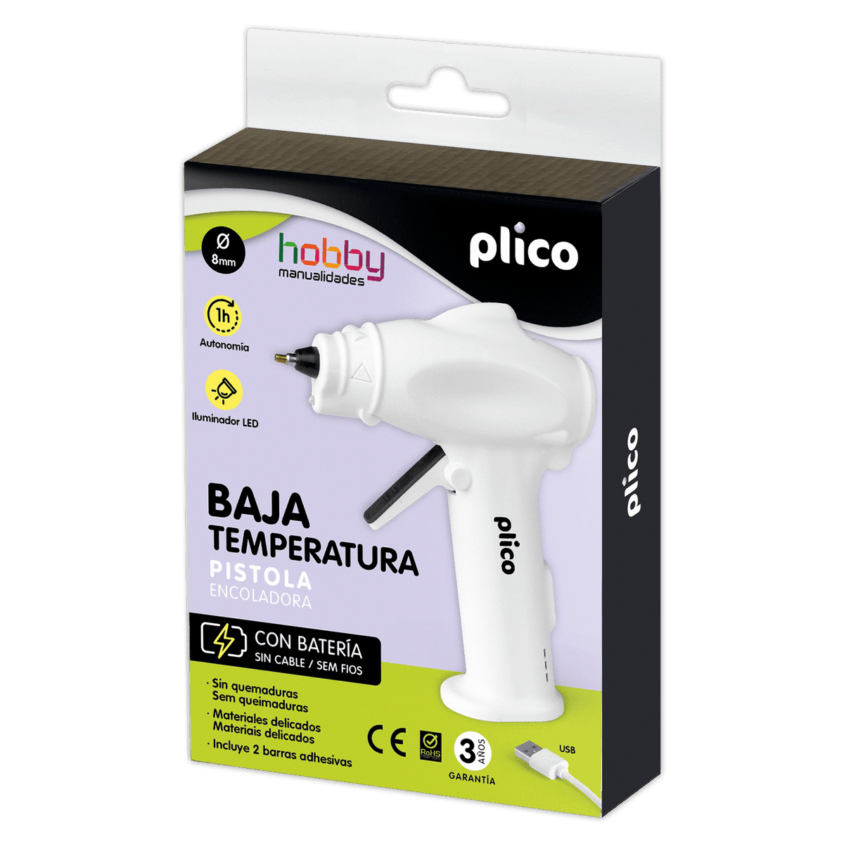PISTOLA TERMOFUSIBLE BAJA TEMPERATURA CON BATERIA - PLICO