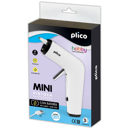 PISTOLA MINI TERMOFUSIBLE CON BATERIA - PLICO