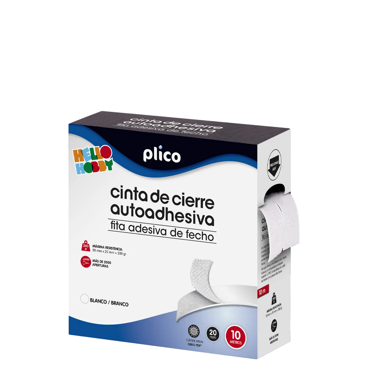 CREMALLERA TEXTIL ADHESIVA BLANCA 10M - PLICO