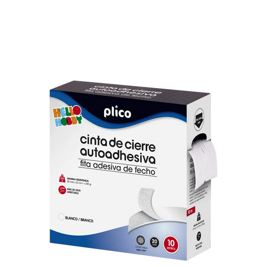 CREMALLERA TEXTIL ADHESIVA BLANCA 10M - PLICO